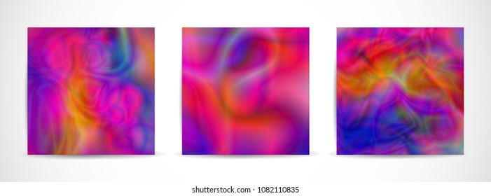 Set of three vector colorful banner with futuristic wavy. Design vector brochure