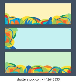 Set of three vector colorful banner background with place for text.
