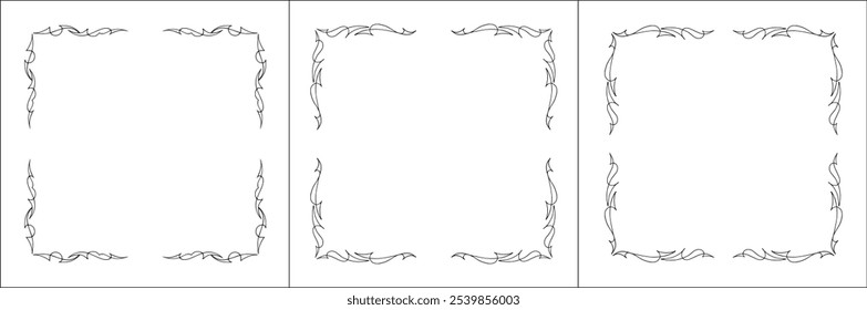 Set of three vector decorative frames. Black and white. Vector frame for all sizes and formats. Isolated vector illustration.	

