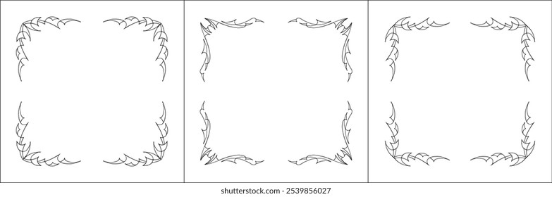 Set of three vector decorative frames. Black and white. Vector frame for all sizes and formats. Isolated vector illustration.	
