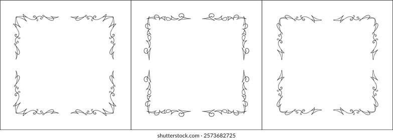 Set of three vector decorative frames. Black and white. Abstract vector frames for all sizes and formats. Isolated vector illustration.	
