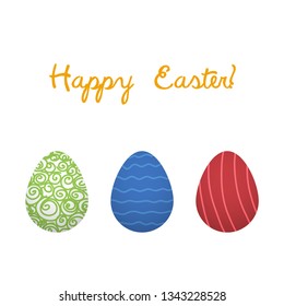 Set of three vector eggs, postcard, poster