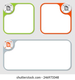 set of three vector frames and document icon