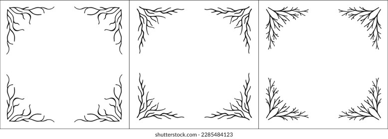 Set of three vector frames. Elegant black and white monochrome ornamental border for greeting cards, banners, invitations. Vector frame for all sizes and formats. Isolated vector illustration.