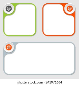 set of three vector frames and email symbol