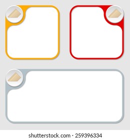 set of three vector frames and envelope