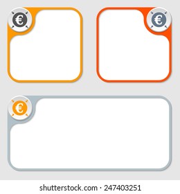 set of three vector frames and euro symbol