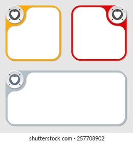 set of three vector frames and heart