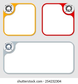 set of three vector frames and home icon