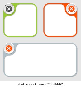set of three vector frames and multiplication symbol