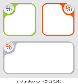 set of three vector frames and percent  symbol