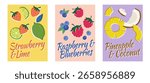 A set of three vector fruit posters