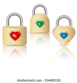 Set of three vector locks with jewel