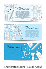 Set of three vector medicine banners. Vector health care card concept for design and web.