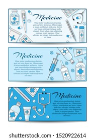 Set of three vector medicine banners. Vector health care card concept for design and web.