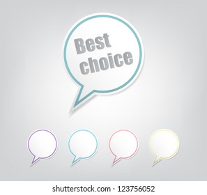 Set of three vector paper speech bubble banners, sticky design, stickers