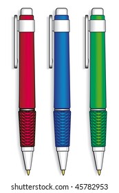 A set of three vector pens on a white background - blend only