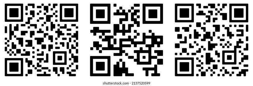 Set of three vector QR-codes with rounded corners for your design