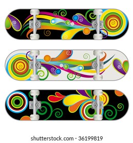 Set of Three Vector Skateboard Designs