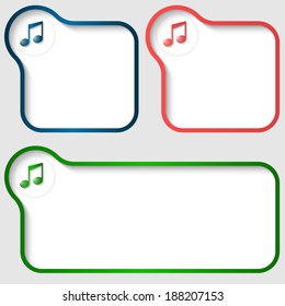 set of three vector text frame with music icon