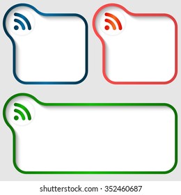 Set of three vector text frame with feed icon