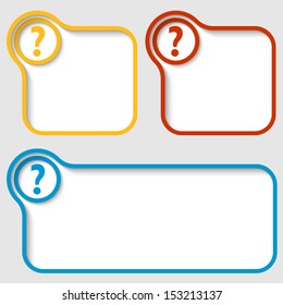 set of three vector text frames with question mark