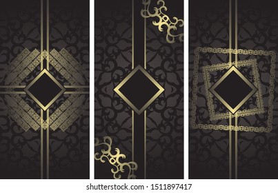 Set of three vector vintage cards with original design