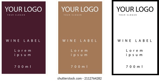 Set of three vector  wine vintage labels. Alcohol wine champagne drinks badges luxury style , vineyard label for beverage