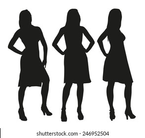 Set of three vector women characters
