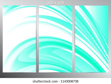 Set of three vertical banners. Light-blue abstract background with place for text. Vector illustration