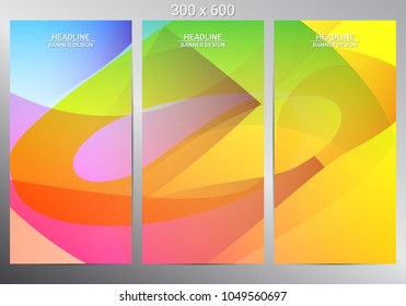 Set of three vertical banners. Modern infographic design. Vector illustration