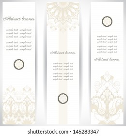 Set of three vertical banners. Oriental pattern. Place for your text.