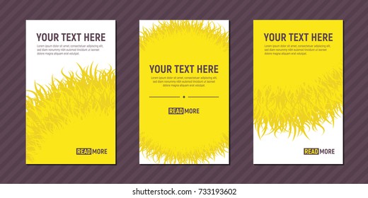 Set of three vertical banners templates with sun symbol. High detailed part of sun sphere on cutaways. Ecology symbol. Vector Illustration