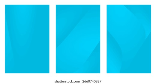 Set of three vibrant blue gradient abstract backgrounds with subtle wavy patterns, perfect for modern designs, web banners, or mobile interfaces.