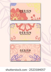 Set von drei lebendigen floralen Design-Hintergründe mit bunten abstrakten Mustern. Ideal für kreative Projekte, Einladungen und Schreibwarendesign.
