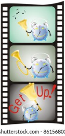 set of three view alarm clock, oversleeping