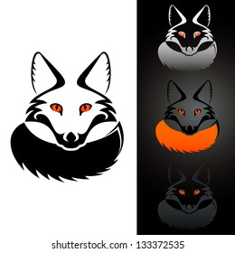 set of three view cutout fox head stencil, isolated on white