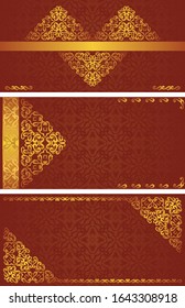 Set of three vintage cards with gold decor    