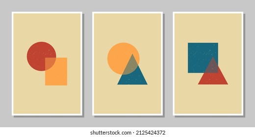 Set of three vintage geometric shapes wall decoration