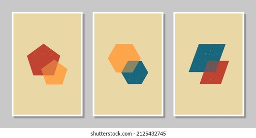 Set of three vintage geometric shapes wall decoration