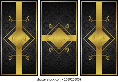 Set of three vintage invitations in luxury design, original golden invitation          