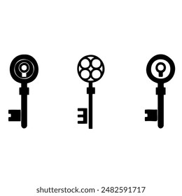 Set of Three Vintage Keys Silhouettes