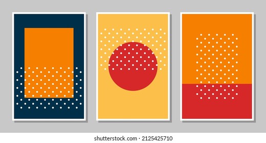 set of three wall decoration with geometric shapes and dots
