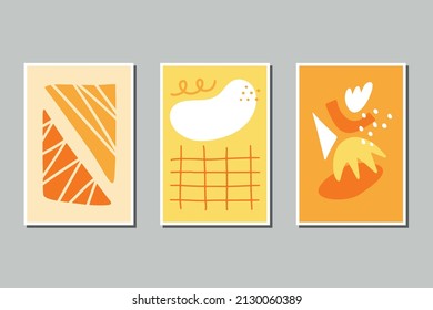Set of three wall decoration with geometric shapes and dots . Vector illustration