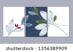 A set of three wall paintings, canvas for the living room. Poster element for interior design of a dining room, bedroom, office. Abstract floral background wiht abstract leaves.Home decor of the walls