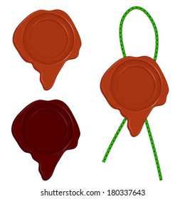 A set of three wax seal isolated on white background. Vector illustration.