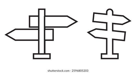 Set of Three way directional icon collection. Road, direction, branching arrow symbol. Vector Illustration.