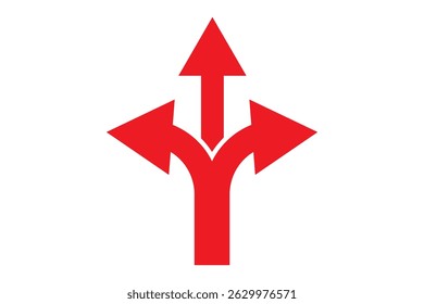 Set of Three way directional icon collection. Road, direction, branching arrow symbol. Vector Illustration. 