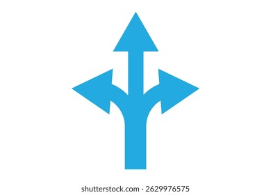 Set of Three way directional icon collection. Road, direction, branching arrow symbol. Vector Illustration. 