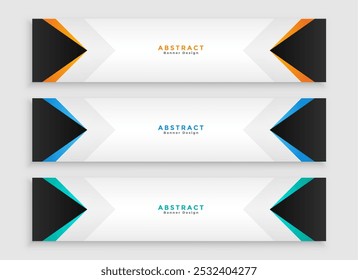 Conjunto de tres diseños de cabecera de negocios de Web en Vector de estilo geométrico